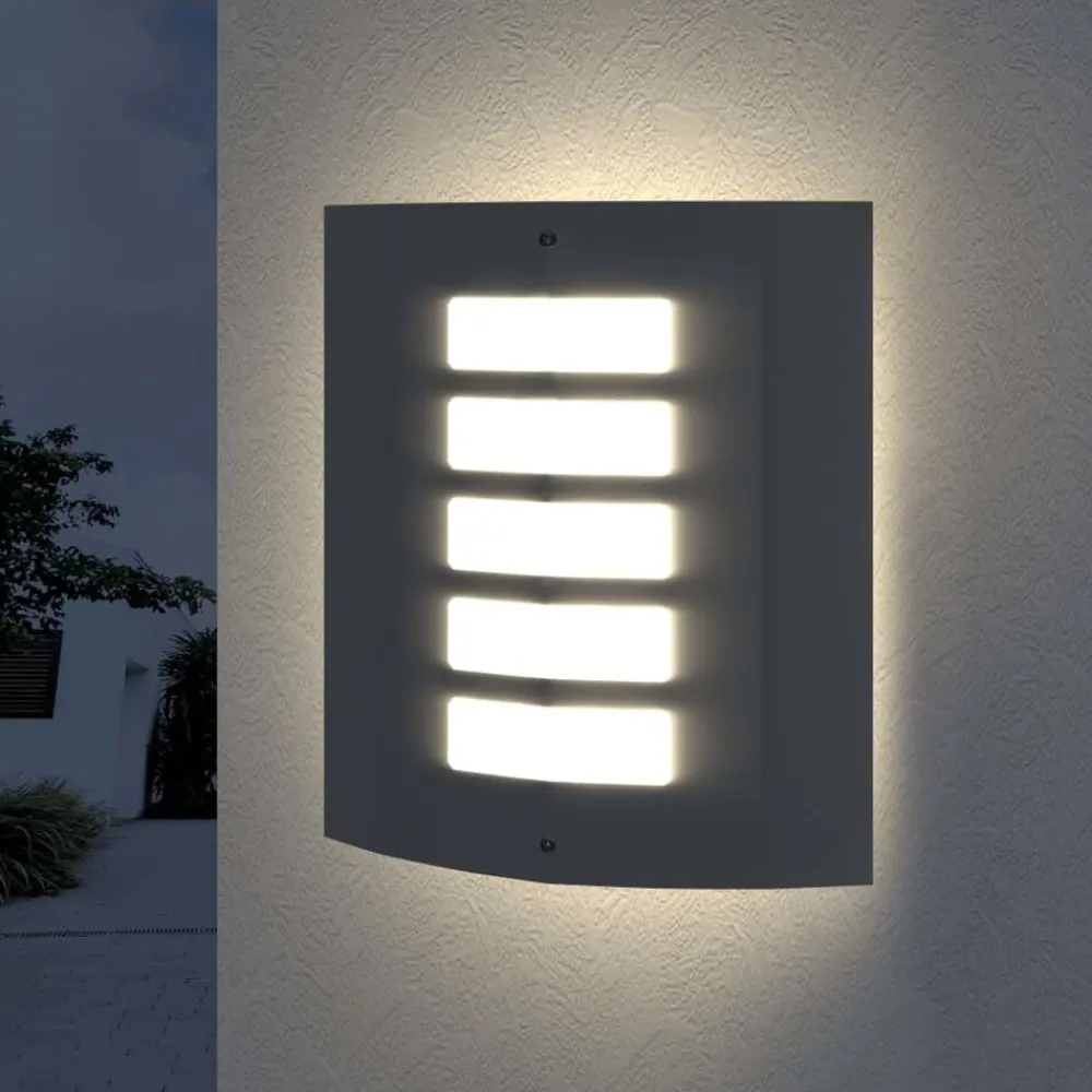 vidaXL 2 Apliques de exterior, lámparas de pared de acero inoxidable