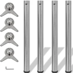vidaXL 4 Patas de mesa ajustables en alturas 710 mm color níquel pulido Níquel cepillado Discount