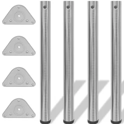 vidaXL 4 Patas de mesa ajustables en alturas 710 mm color níquel pulido Níquel cepillado Clearance
