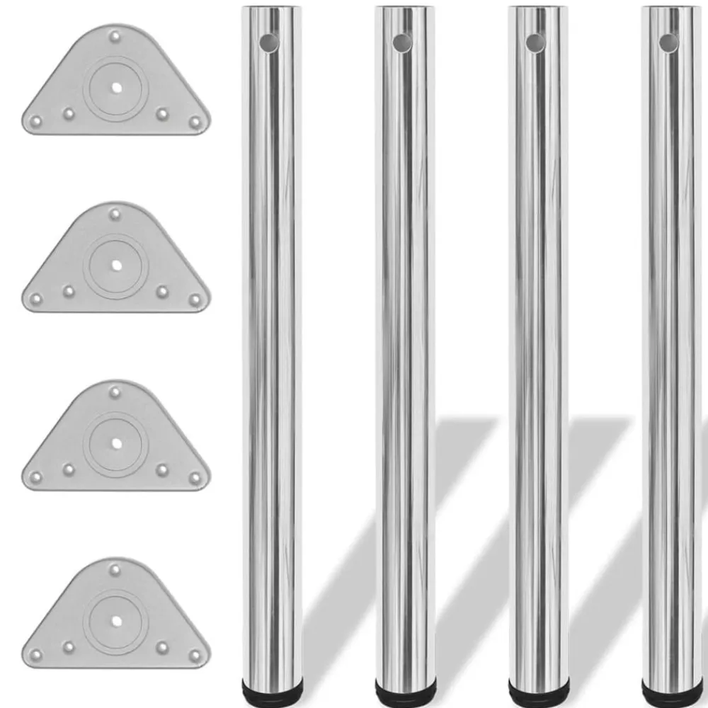vidaXL 4 Patas de mesa ajustables en alturas 710 mm color cromo Cromado