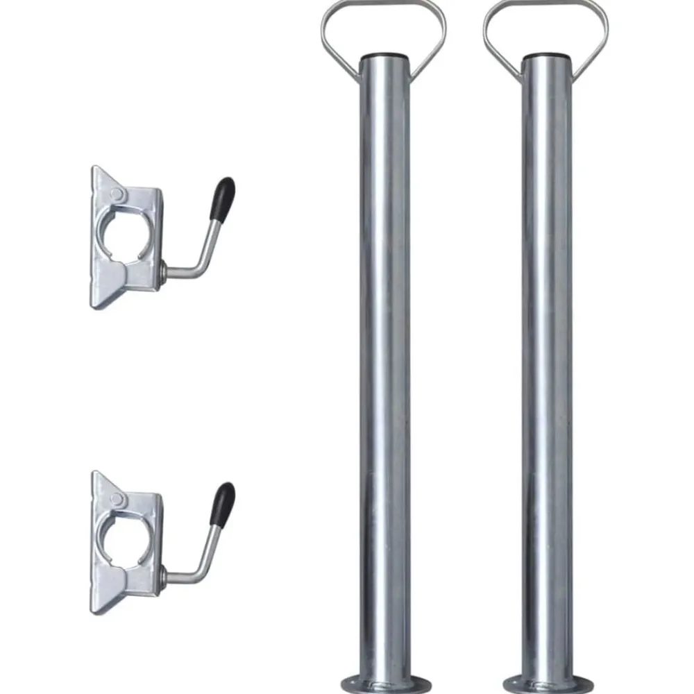 vidaXL 2 tubos de soporte con 2 abrazaderas para rueda jockey de 48 mm Online