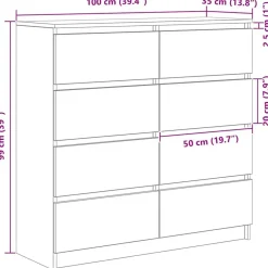 vidaXL Aparador Sonoma gris 100x35x99 cm madera de ingeniería Gris sonoma New
