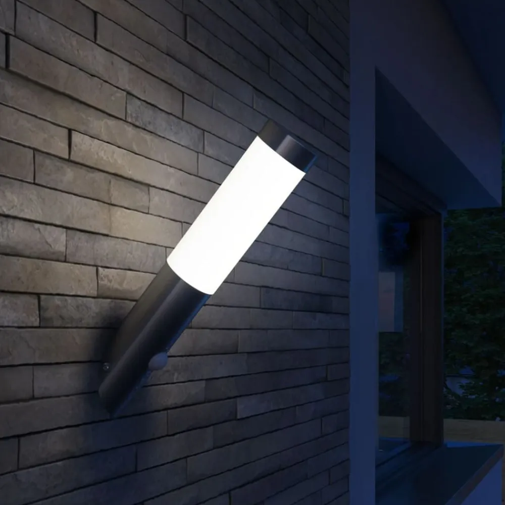 vidaXL Aplique de exterior con sensor, resistente al agua, RVS