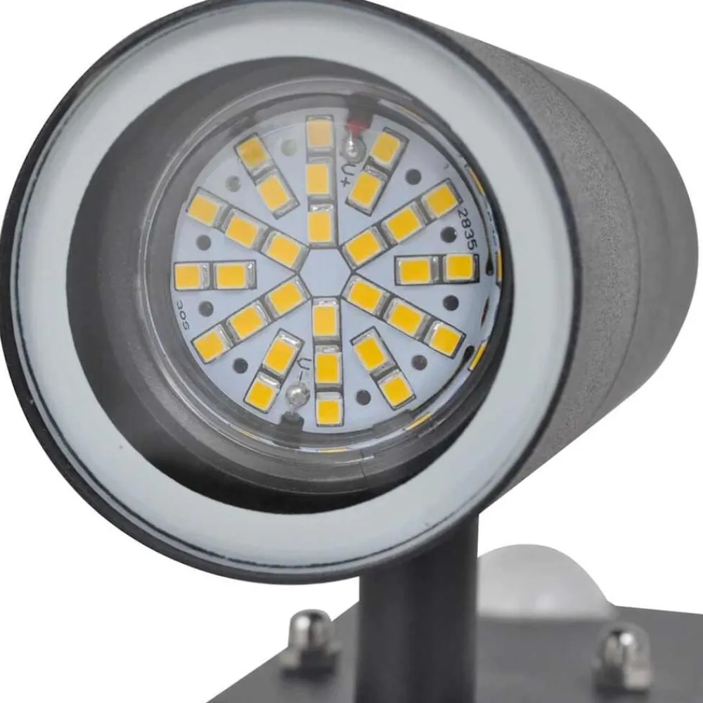 vidaXL Iluminación-Aplique de pared con sensor y LED, acero inoxidable, negro
