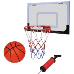 vidaXL Juguetes-Aro de baloncesto con red y tablero, pelota y pompa, naranja