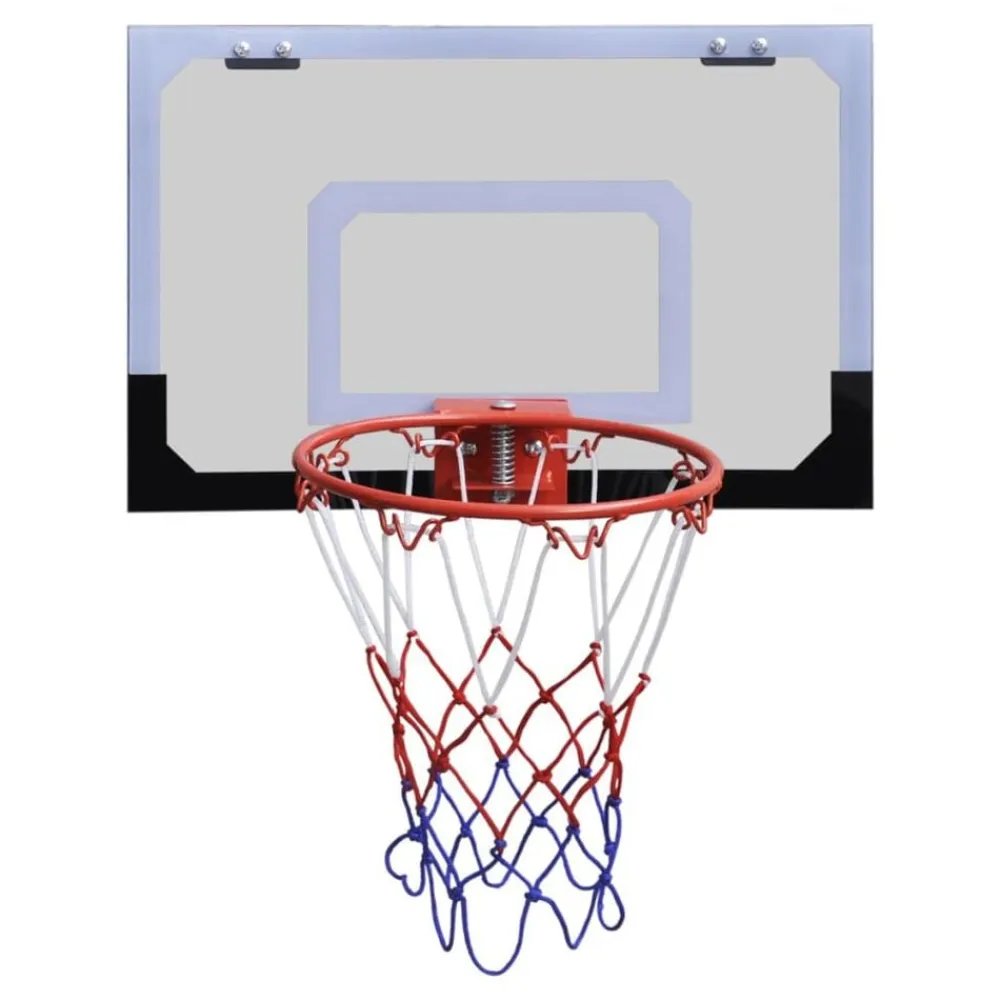 vidaXL Juguetes-Aro de baloncesto con red y tablero, pelota y pompa, naranja