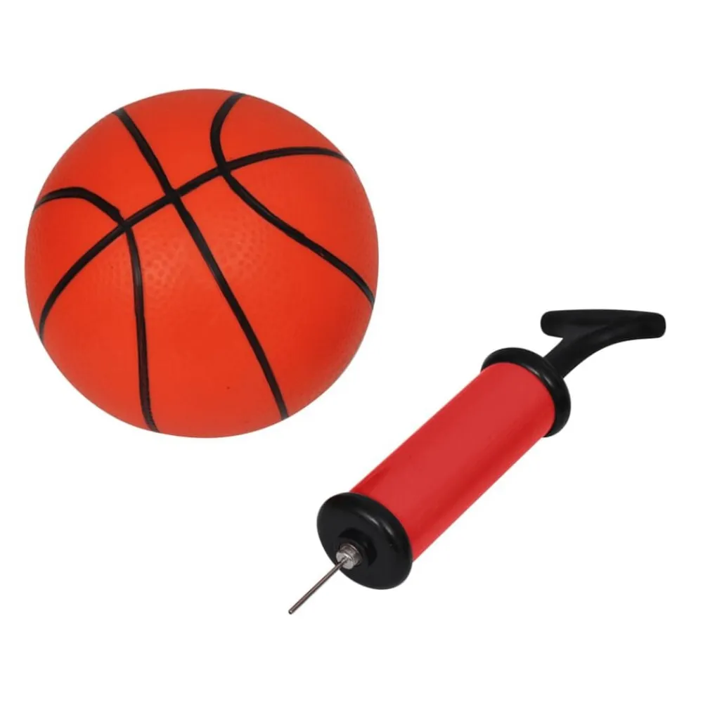 vidaXL Juguetes-Aro de baloncesto con red y tablero, pelota y pompa, naranja