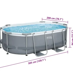 Best Way Juego de piscina Gris 305 x 200 x 84 cm Acero Online