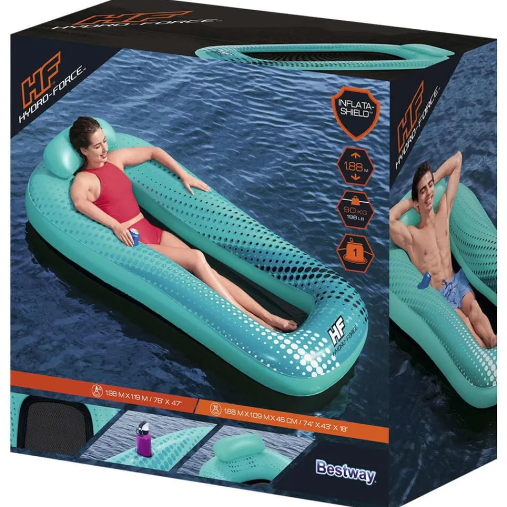 Bestway Hydro Force Tumbona flotante de malla azul 188x109 cm