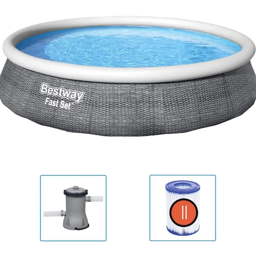 Bestway Piscina Y Spa-Juego de piscina inflable Fast Set con bomba 396x84 cm