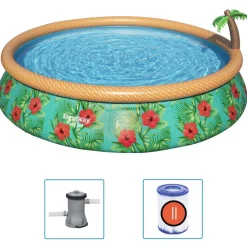 Bestway Piscina Y Spa-Juego de piscina inflable Paradise Palms Fast Set 457x84 cm