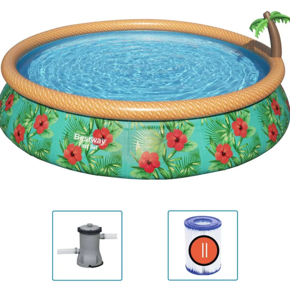 Bestway Piscina Y Spa-Juego de piscina inflable Paradise Palms Fast Set 457x84 cm
