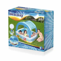 Bestway Piscina de juegos con toldo azul 140x140x114 cm 52192 New