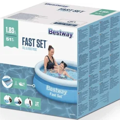Bestway Piscina Y Spa-Piscina hinchable Fast Set redonda azul 183x51 cm