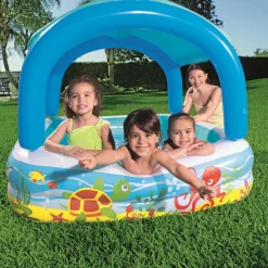 Bestway Piscina Y Spa-Piscina para niños con toldo azul 140x140x114 cm