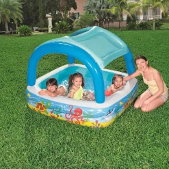 Bestway Piscina Y Spa-Piscina para niños con toldo azul 140x140x114 cm