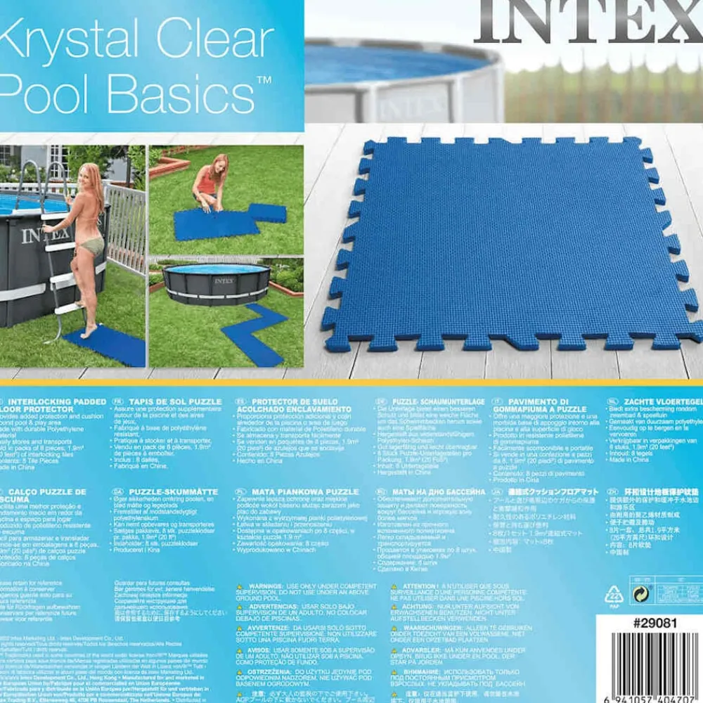 INTEX Bestway Protectores de suelo de piscina 8 piezas azul 50x50 cm Best