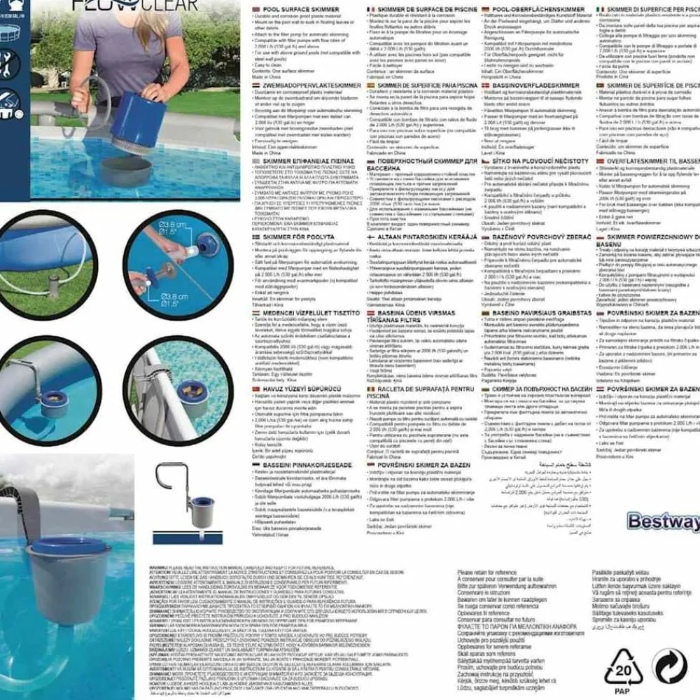 Bestway Skimmer de superficie de piscina Flowclear 58233 New