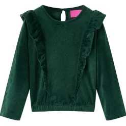 vidaXL Ropa Y Accesorios-Blusa infantil con volantes verde oscuro 104