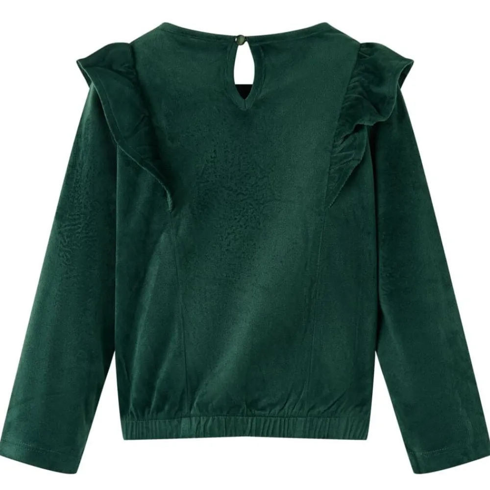 vidaXL Ropa Y Accesorios-Blusa infantil con volantes verde oscuro 104