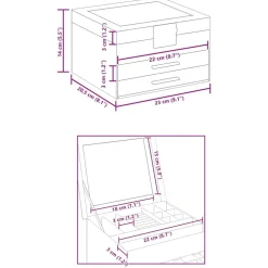 vidaXL Salud Y Belleza-Caja para joyas de 3 niveles blanca 23x20,5x14 cm