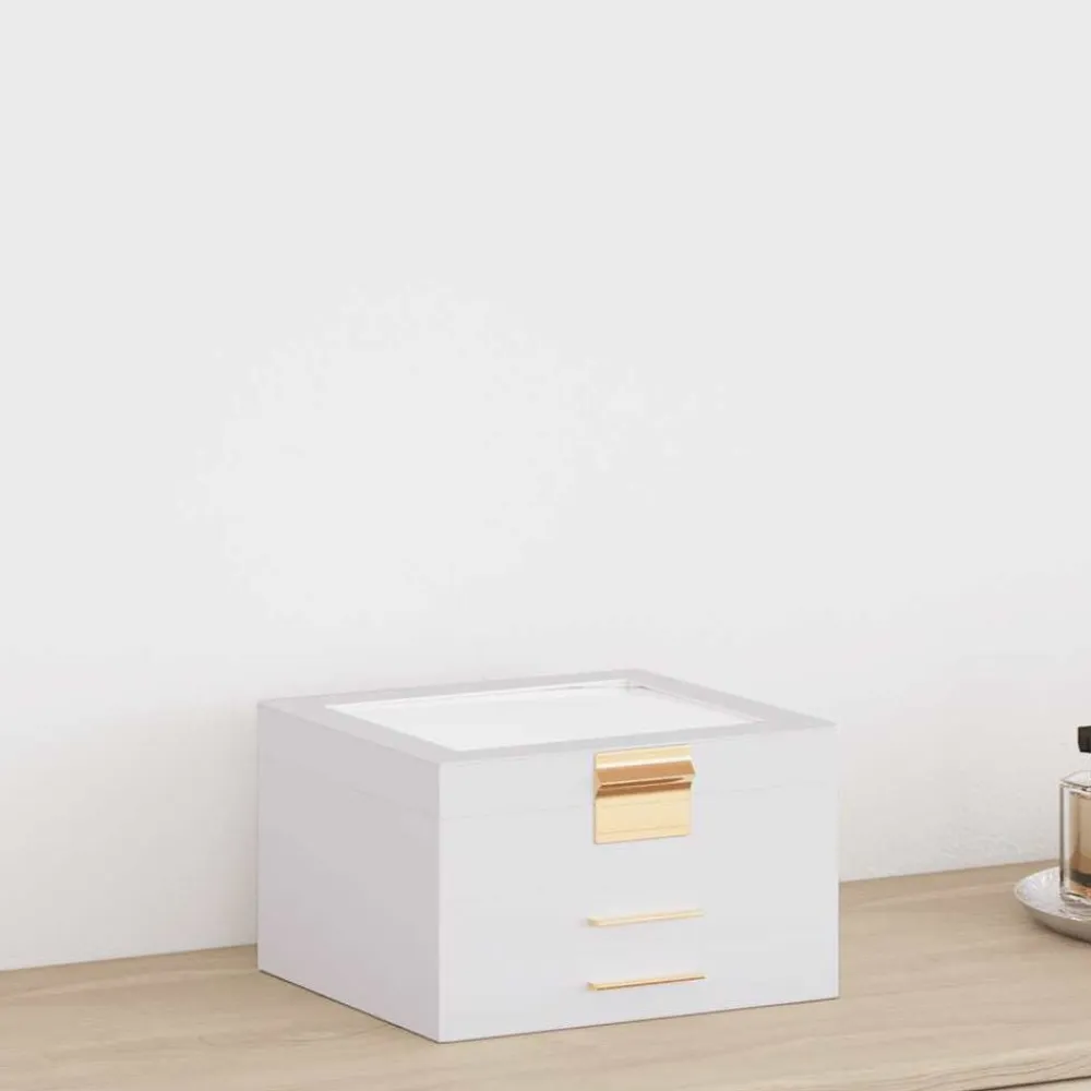 vidaXL Salud Y Belleza-Caja para joyas de 3 niveles blanca 23x20,5x14 cm