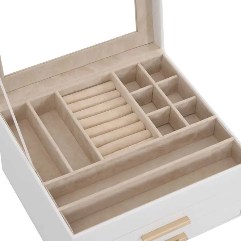 vidaXL Salud Y Belleza-Caja para joyas de 3 niveles blanca 23x20,5x14 cm