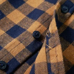 vidaXL Ropa Y Accesorios-Camisa a cuadros infantil coñac y azul 92