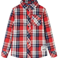 vidaXL Ropa Y Accesorios-Camisa a cuadros infantil rojo y azul marino 104