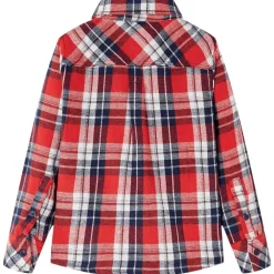 vidaXL Ropa Y Accesorios-Camisa a cuadros infantil rojo y azul marino 104