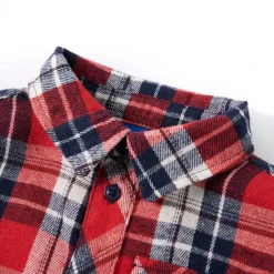 vidaXL Ropa Y Accesorios-Camisa a cuadros infantil rojo y azul marino 104