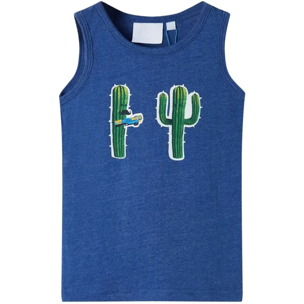 vidaXL Camiseta de tirantes infantil melange 104 Azul oscuro Hot