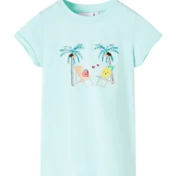 vidaXL Ropa Y Accesorios-Camiseta infantil aguamarina claro 128