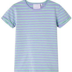 vidaXL Camiseta infantil con diseño a rayas chillón 116 Menta Hot