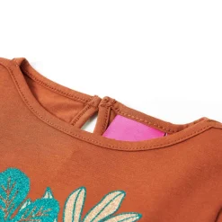 vidaXL Camiseta infantil de manga larga color coñac 128 Co&ntilde;ac