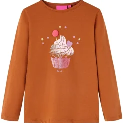vidaXL Ropa Y Accesorios-Camiseta infantil de manga larga color coñac 92
