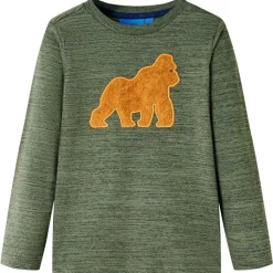 vidaXL Ropa Y Accesorios-Camiseta infantil de manga larga caqui melange 104