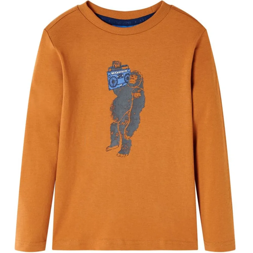 vidaXL Ropa Y Accesorios-Camiseta infantil de manga larga ocre oscuro 92