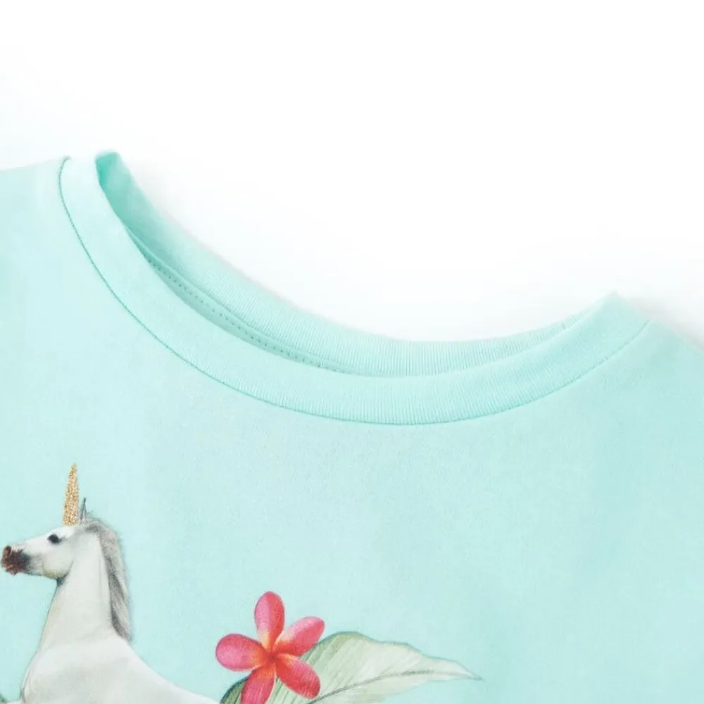 vidaXL Camiseta infantil de manga corta 104 Verde agua Outlet