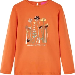 vidaXL Camiseta infantil de manga larga tostado 92 Naranja New