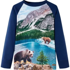 vidaXL Ropa Y Accesorios-Camiseta infantil de manga larga azul marino 104