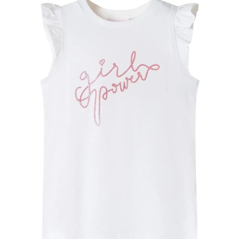 vidaXL Camiseta infantil de manga volante 140 Crudo Hot
