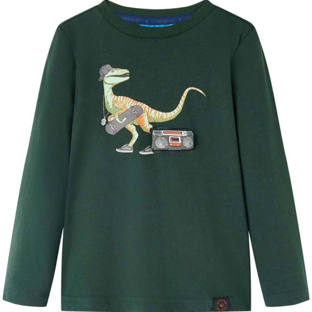 vidaXL Camiseta infantil de manga larga 92 Verde oscuro