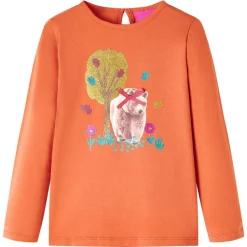 vidaXL Camiseta infantil de manga larga tostado 116 Naranja Online