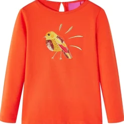 vidaXL Camiseta infantil de manga larga oscuro 92 Naranja Discount