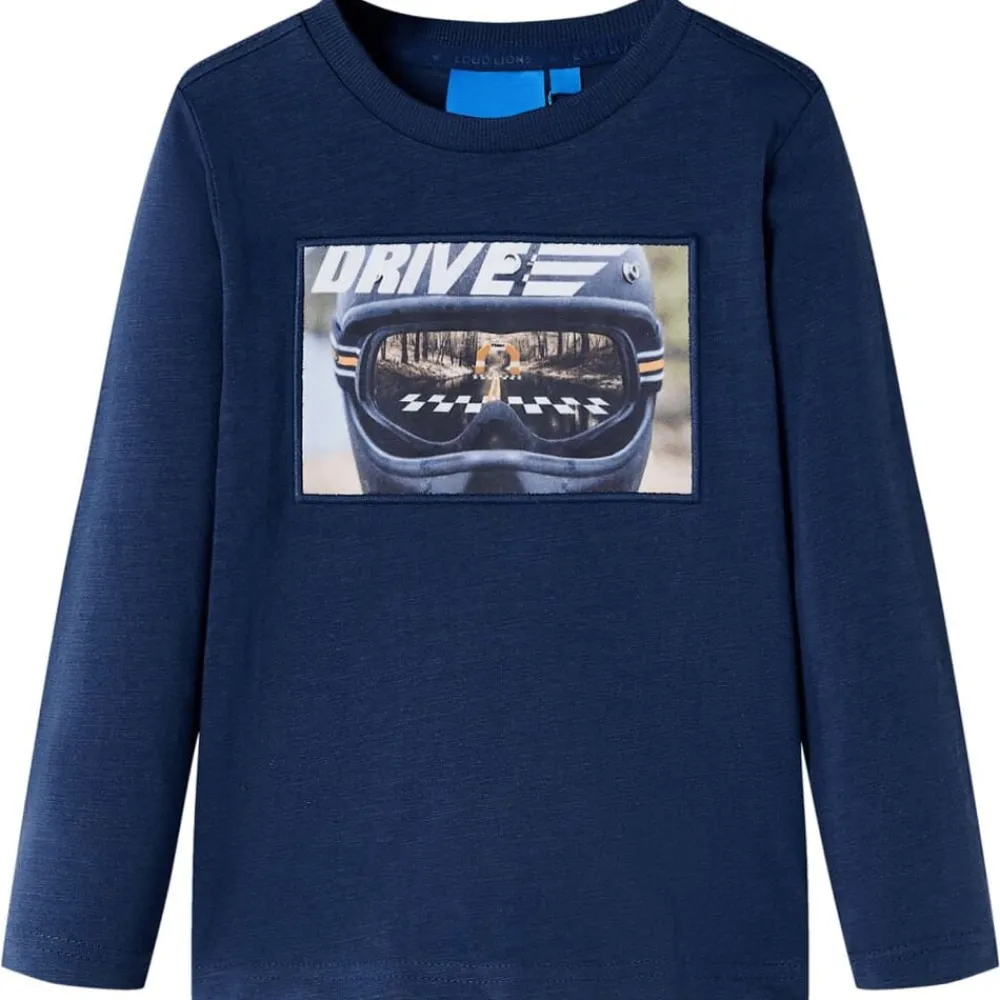 vidaXL Camiseta infantil de manga larga melange 104 Azul marino