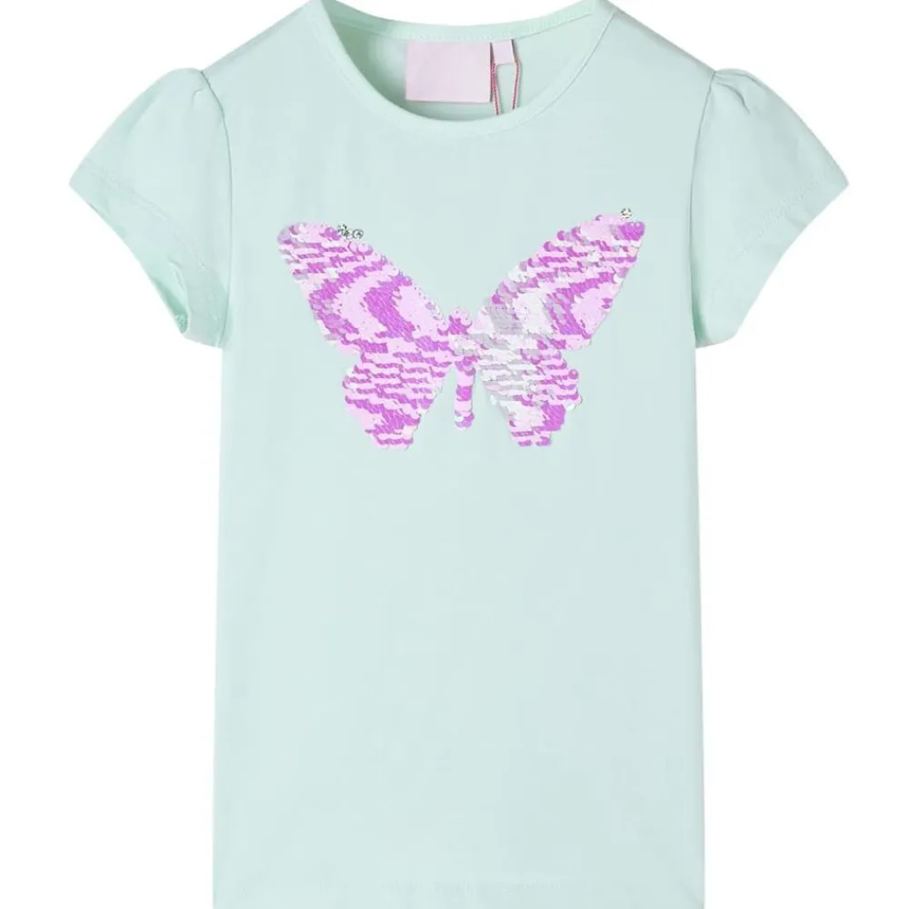 vidaXL Camiseta infantil de manga casquillo claro 128 Menta Discount