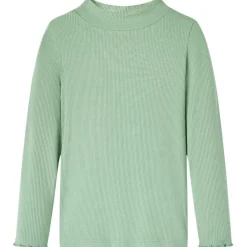 vidaXL Camiseta infantil manga larga cuello alto color oscuro 128 Menta Outlet