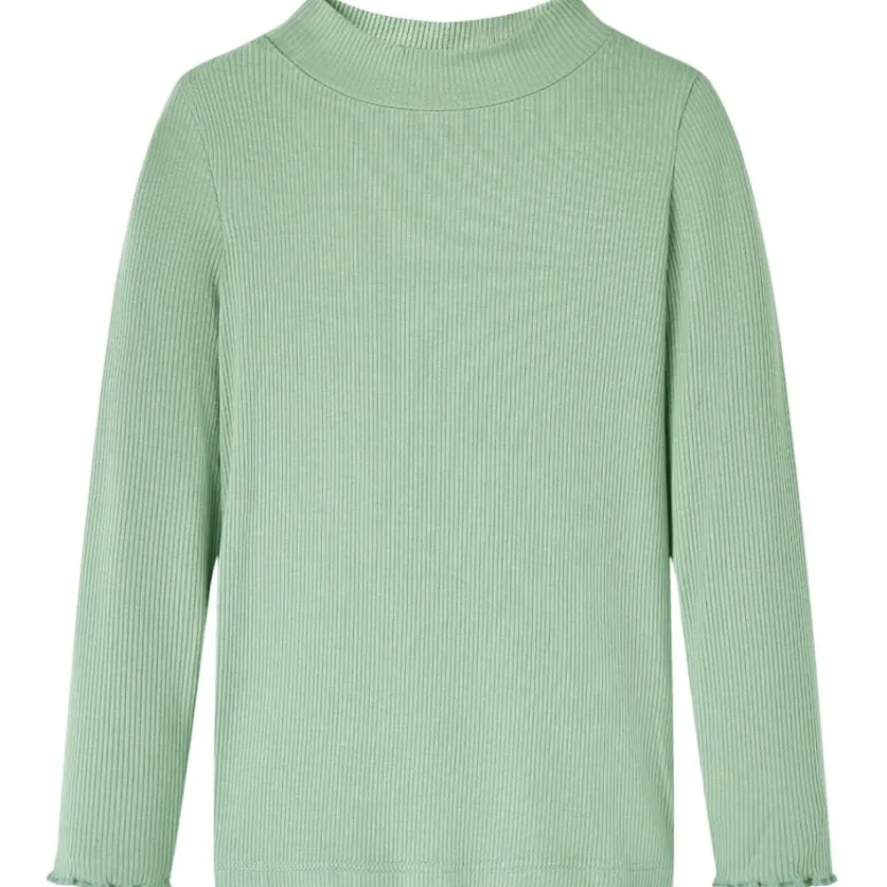 vidaXL Camiseta infantil manga larga cuello alto color oscuro 128 Menta Outlet