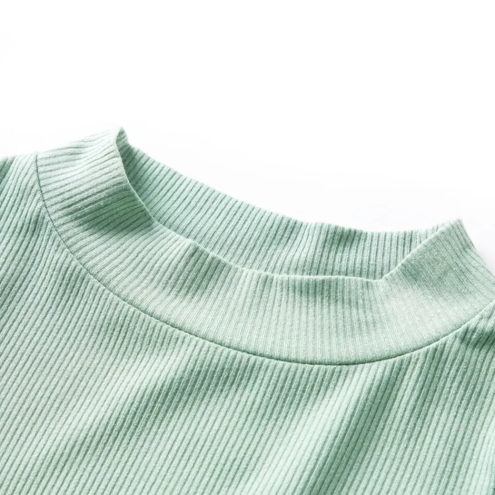 vidaXL Camiseta infantil manga larga cuello alto color oscuro 128 Menta Outlet